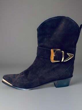 Vintage BALDININI Brown Suede Western Ankle Boots